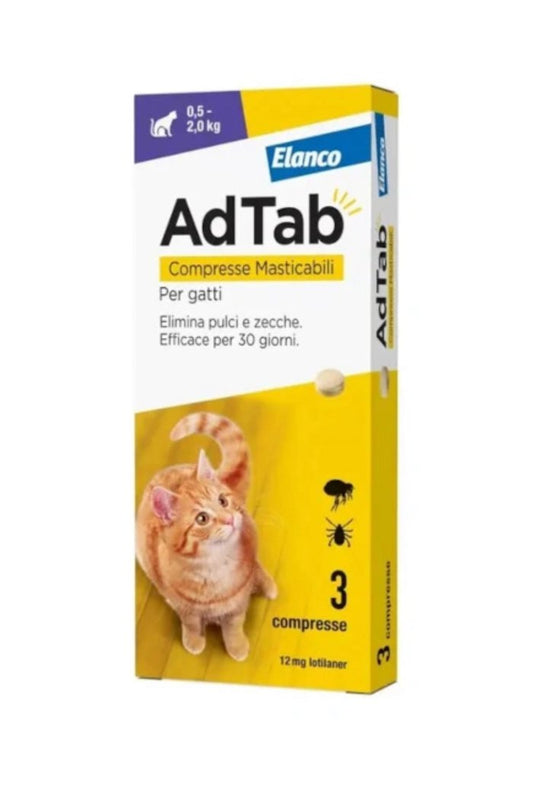 AdTab Compresse Masticabili per Gatti da 0,5 kg a 2,0 kg